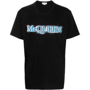 Alexander McQueen, Tops, Heren, Zwart, XL, Katoen, Casual Katoenen T-shirt