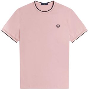 Fred Perry, Oversized Ronde Hals T-Shirt Roze, Heren, Maat:S