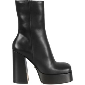 Versace, Schoenen, Dames, Zwart, 36 EU, Leer, Enkellaarsjes