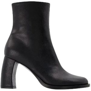 Ann Demeulemeester, Zwarte Leren Laarzen, 9 cm Hak Zwart, Dames, Maat:37 EU