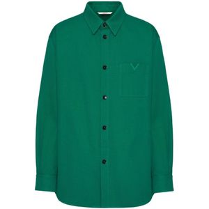 Valentino, Overhemden, Heren, Groen, L, Katoen, Casual Shirts