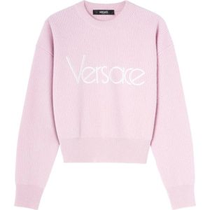 Versace, Lichtroze Gebreide Trui Roze, Dames, Maat:2XS