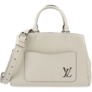 Louis Vuitton Vintage, Pre-owned, Dames, Wit, ONE Size, Leer, Tweedehands leren Louis Vuitton tassen