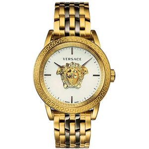 Versace, Accessoires, Heren, Geel, ONE Size, Palazzo Emporio Wit Gouden Horloge