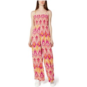 Only, Fuchsia Print Square Neck Jumpsuit Roze, Dames, Maat:L