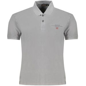 Napapijri, Tops, Heren, Grijs, S, Katoen, Grijs Katoenen Poloshirt met Print