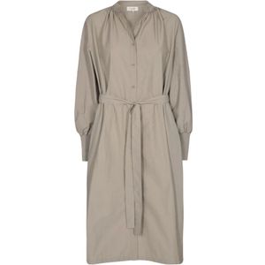 Levete Room, Kleedjes, Dames, Beige, L, Verfijnde V-Hals Midi Jurk