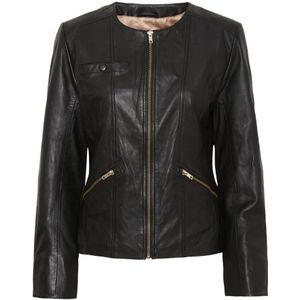 Btfcph, Zwarte Leren Bikerjas met Gouden Accenten Zwart, Dames, Maat:M