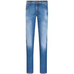 Jacob Cohën, Jeans, Heren, Blauw, W36 L34, Denim, Luxe Slim-Fit Denim Jeans