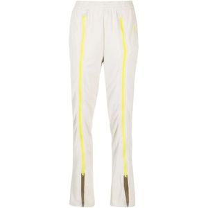 Adidas by Stella McCartney, Gerecyclede broek met rits en 3-Stripes logo Beige, Dames, Maat:S