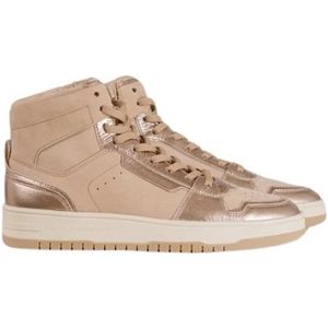 Kennel & Schmenger, Schoenen, Dames, Beige, 38 EU, Leer, Sneaker Bootie met Rits en Metallic Details