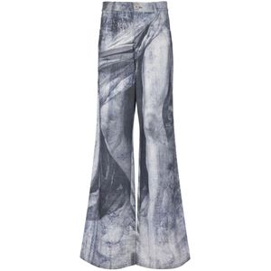 Balmain, Jeans, Heren, Grijs, W31, Katoen, Wijdvallende jeans met beeldafdruk