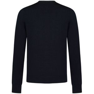 Emporio Armani, Truien, Heren, Blauw, L, Wol, Blauwe Crewneck Wollen Trui