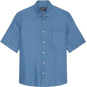Marc O'Polo, Overhemden, Heren, Blauw, S, Linnen, Normaal korte mouwen overhemd