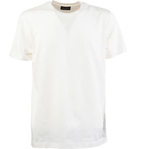 Roberto Collina, Tops, Heren, Wit, L, Katoen, Korte Mouw Tubulaire Afwerking T-shirt