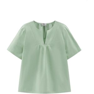 Woolrich, Lichtgewicht katoenen popeline blouse Groen, Dames, Maat:S