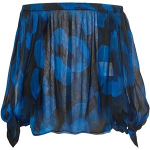 Yves Saint Laurent Vintage, Pre-owned Silk tops Blauw, Dames, Maat:S
