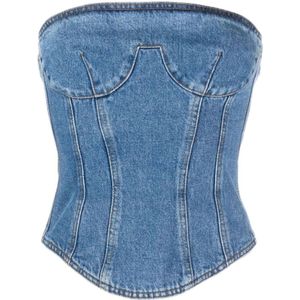 Magda Butrym, Denim Korset Top Blauw, Dames, Maat:2XS