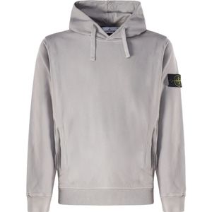 Stone Island, Sweatshirts & Hoodies, Heren, Grijs, XL, Katoen, Grijze Katoenen Hoodie met Logo