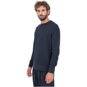 Selected Homme, Truien, Heren, Blauw, S, Katoen, Blauwe Crew Neck Sweater Casual Herfst Winter