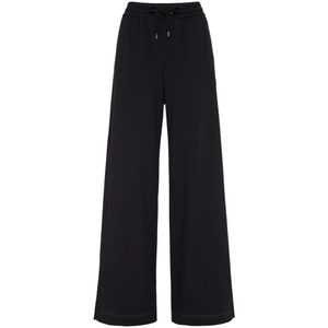 Brunello Cucinelli, Zwarte broek met wijde pijpen Zwart, Dames, Maat:L