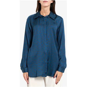 Kaos, Blouses & Shirts, Dames, Blauw, L, Blauwe gestippelde viscose blouse