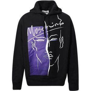 Moschino, Sweatshirts & Hoodies, Heren, Zwart, L, Katoen, Zwarte hoodie met logo print