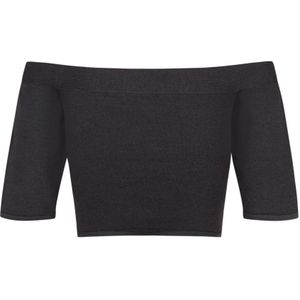 Cortana, Truien, Dames, Zwart, M, Zijden Stretch Off-Shoulder Crop Top