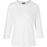 Marc Cain, Gebreide kraag T-shirt met ruches en lurex Wit, Dames, Maat:XL