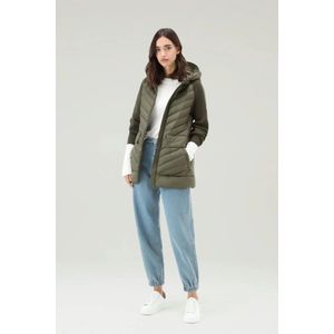 Woolrich, Jassen, Dames, Groen, S, Hybride Microfiber Donsjas