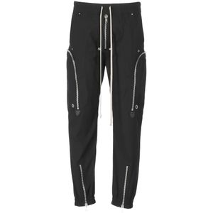 Rick Owens, Broeken, Heren, Zwart, M, Katoen, Zwarte Cargo Broek Elastische Taille Rits