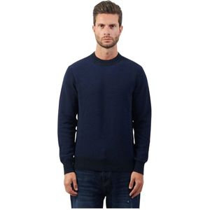 Boss, Truien, Heren, Blauw, XL, Katoen, Blauwe Sweater Regular Fit Bicolor