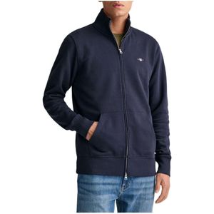 Gant, Sweatshirts & Hoodies, Heren, Blauw, S, Volledige ritssluiting sweatshirt
