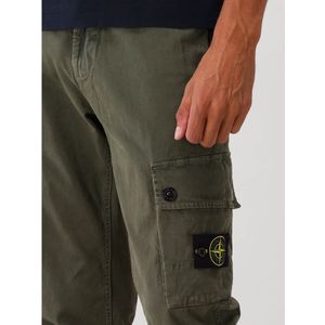 Stone Island, Broeken, Heren, Groen, W34, Katoen, Slim Cargo Broek in Donkergroen