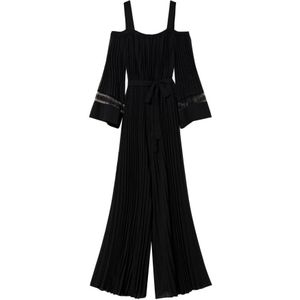 Twinset, Jumpsuits & Playsuits, Dames, Zwart, 2Xs, Zwart Georgette Plissé Jumpsuit