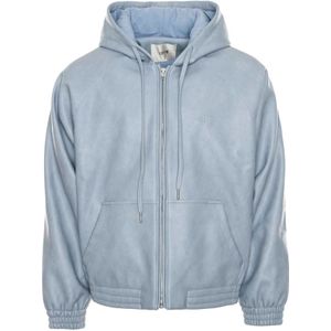 Arte Antwerp, Jassen, Heren, Blauw, L, Leer, Imitatie Leren Hoodie Jas