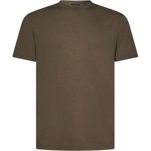 Tom Ford, Tops, Heren, Groen, XL, Katoen, Donkergroen T-shirt - Regular Fit, Gemaakt in Portugal