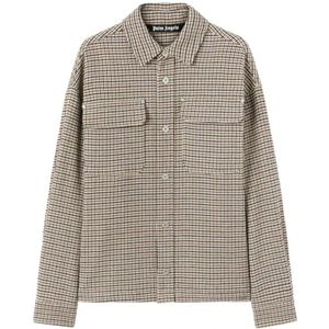 Palm Angels, Jassen, Heren, Veelkleurig, M, Katoen, Multicolor Check Back Logo Overshirt