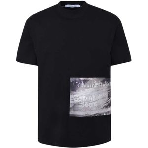 Calvin Klein, Tops, Heren, Zwart, M, Verhoog je casual garderobe met hoogwaardige T-shirts