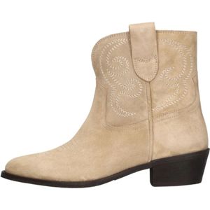 Toral, Schoenen, Dames, Beige, 36 EU, Suède, Beige Western Style Enkellaarsjes