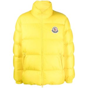 Moncler, Jassen, Heren, Geel, L, Nylon, Gele Gewatteerde Pufferjas