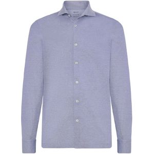 Boggi Milano, Tops, Heren, Blauw, S, Katoen, Slim Fit Polo Shirt in Filo Di Scozia Pique