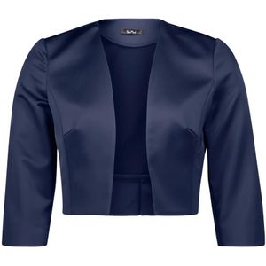 vera mont, Jassen, Dames, Blauw, XS, Leer, Satin Bolero Jack met Plooien