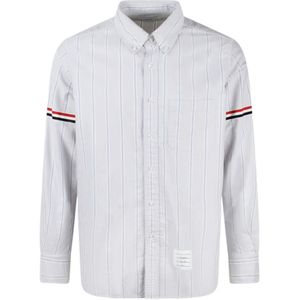 Thom Browne, Gestreept Oxford Overhemd met Armbanden Wit, Heren, Maat:XL