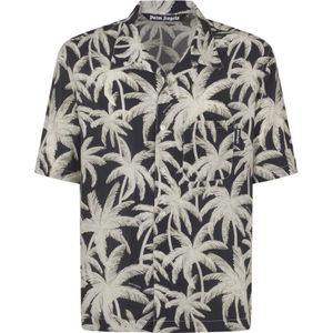 Palm Angels, Overhemden, Heren, Veelkleurig, M, Allover Shirt Zwart Off White