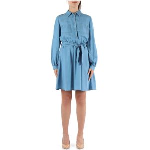 Pennyblack, Denim Lyocell Jurk met Drukknoopsluiting Blauw, Dames, Maat:L