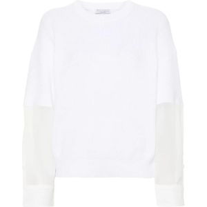 Brunello Cucinelli, Sweatshirts & Hoodies, Dames, Wit, S, Witte Truien voor Heren