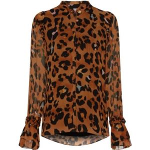 Fabienne Chapot, Blouses & Shirts, Dames, Bruin, S, Leopard Print Carmen Blouse Shirt