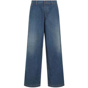 Maison Margiela, Jeans, Heren, Blauw, W33, Katoen, Blauwe Wide-Leg Jeans