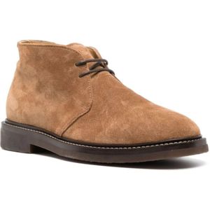 Brunello Cucinelli, Schoenen, Heren, Bruin, 41 EU, Bruine Veterschoenen voor Heren